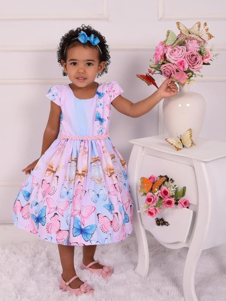 Vestido Infantil Menina Floral Jardim Encantado Stitch – Moda Evangélica Luxo Lançamento Formatura