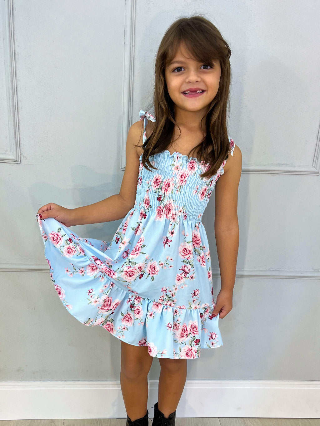 Vestido Infantil Menina Estampa de Borboleta – Alças Reguláveis Delicado Casual Verão
