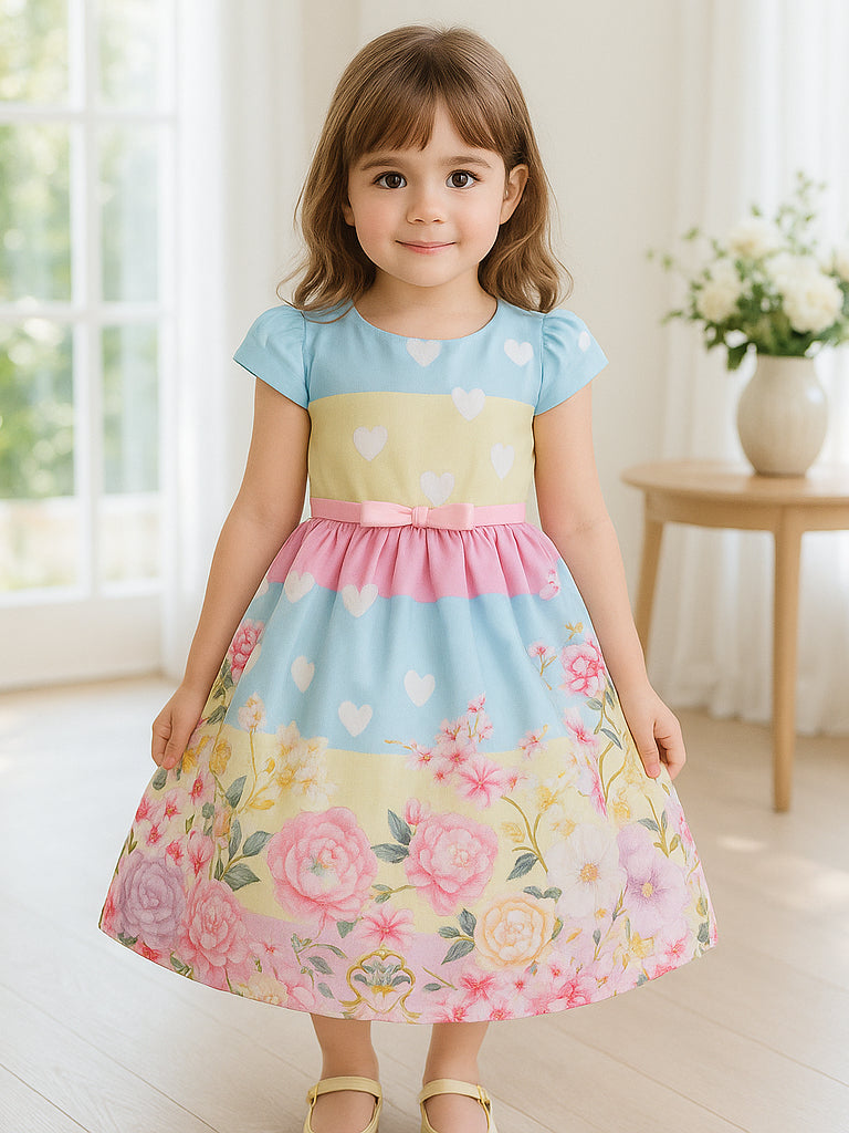 Vestido Infantil Menina Floral Jardim Encantado Stitch – Moda Evangélica Luxo Lançamento Formatura