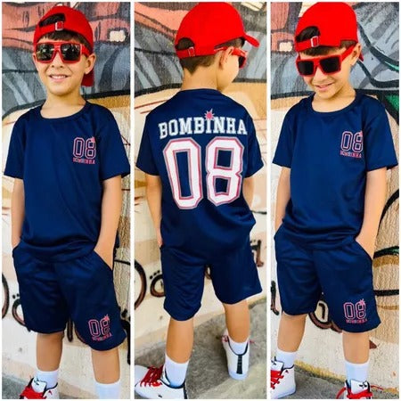 Conjunto Infantil Masculino  – Camisa e Bermuda Estilo Esportivo
