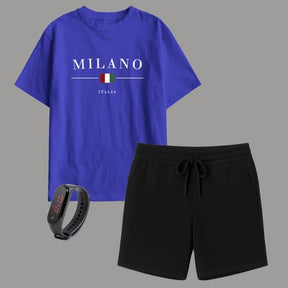 Kit Camiseta Infantil Milano + Short Moletinho – Brinde Relógio Digital Grátis