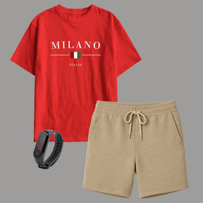 Kit Camiseta Infantil Milano + Short Moletinho – Brinde Relógio Digital Grátis