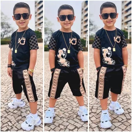 Conjunto Infantil Masculino  – Camisa e Bermuda Estilo Esportivo