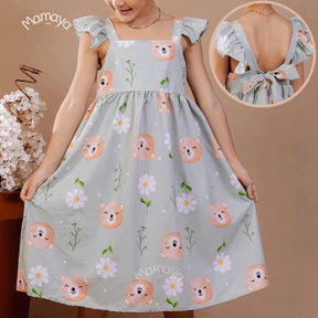 Vestido Infantil Menina Estampado Manga Curta – Casual Festa Luxo