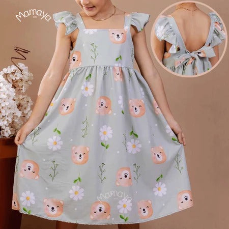 Vestido Infantil Menina Estampado Manga Curta – Casual Festa Luxo