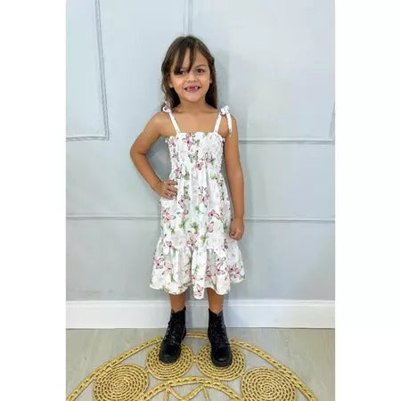 Vestido Infantil Menina Estampa de Borboleta – Alças Reguláveis Delicado Casual Verão