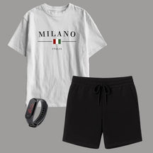 Kit Camiseta Infantil Milano + Short Moletinho – Brinde Relógio Digital Grátis