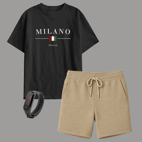 Kit Camiseta Infantil Milano + Short Moletinho – Brinde Relógio Digital Grátis
