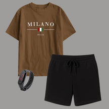 Kit Camiseta Infantil Milano + Short Moletinho – Brinde Relógio Digital Grátis