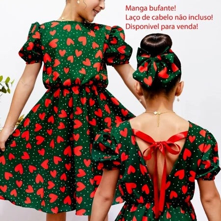 Vestido Infantil Menina Estampado Manga Curta – Casual Festa Luxo