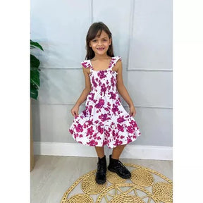 Vestido Infantil Menina Estampa de Borboleta – Alças Reguláveis Delicado Casual Verão