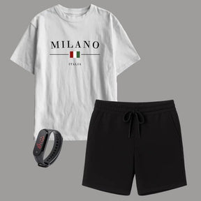 Kit Camiseta Infantil Milano + Short Moletinho – Brinde Relógio Digital Grátis