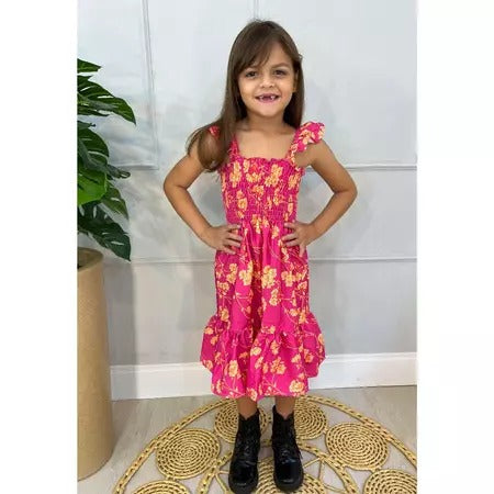Vestido Infantil Menina Estampa de Borboleta – Alças Reguláveis Delicado Casual Verão