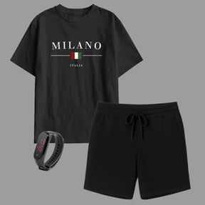 Kit Camiseta Infantil Milano + Short Moletinho – Brinde Relógio Digital Grátis