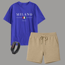 Kit Camiseta Infantil Milano + Short Moletinho – Brinde Relógio Digital Grátis