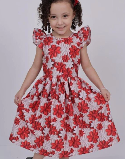 Vestido Infantil Menina Floral Jardim Encantado Stitch – Moda Evangélica Luxo Lançamento Formatura