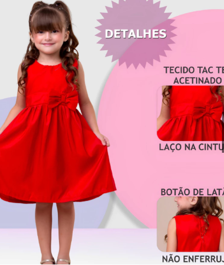 Vestido Infantil Menina Floral Rodado – Estampa de Flores e Cores Lisas Casual Festa Lançamento