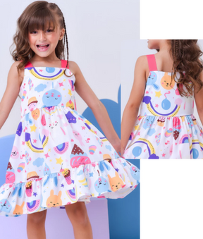 Vestido Infantil Menina em Sedinha Liso – Rodado Casual e Festa