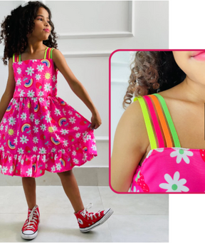 Vestido Infantil Menina em Sedinha Liso – Rodado Casual e Festa