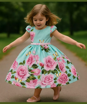 Vestido Infantil Menina Floral Jardim Encantado Stitch – Moda Evangélica Luxo Lançamento Formatura