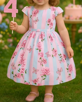 Vestido Infantil Menina Floral Jardim Encantado Stitch – Moda Evangélica Luxo Lançamento Formatura