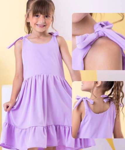 Vestido Infantil Menina Floral Rodado – Estampa de Flores e Cores Lisas Casual Festa Lançamento