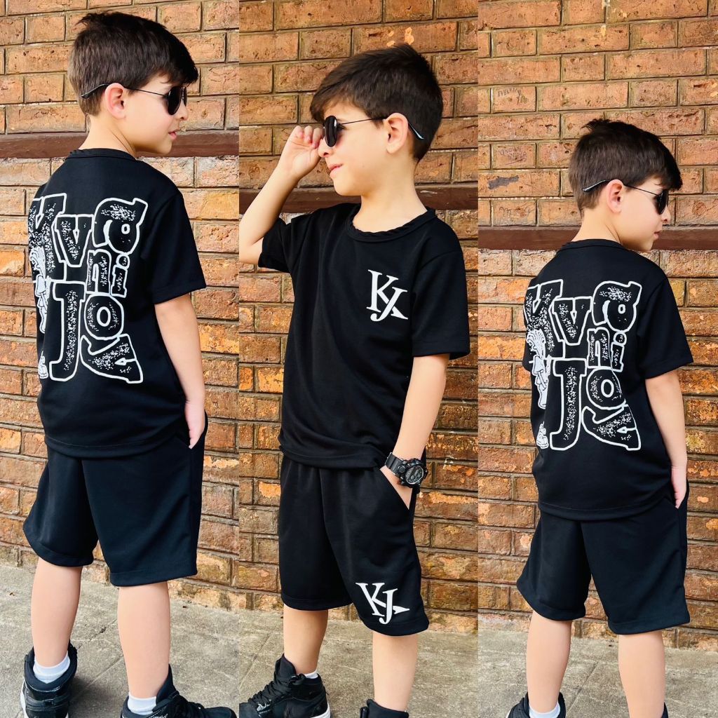 Conjunto Infantil Masculino  – Camisa e Bermuda Estilo Esportivo