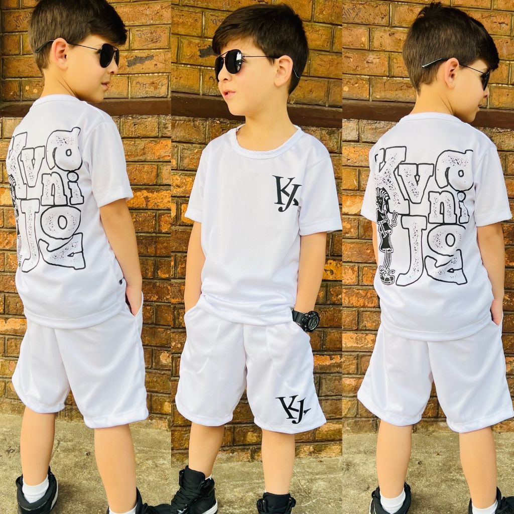 Conjunto Infantil Masculino  – Camisa e Bermuda Estilo Esportivo