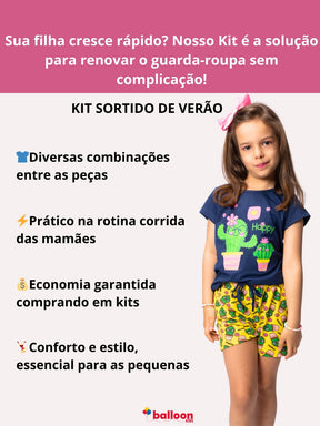Kit Conjuntos Infantis Femininos – Blusa e Short Estampado
