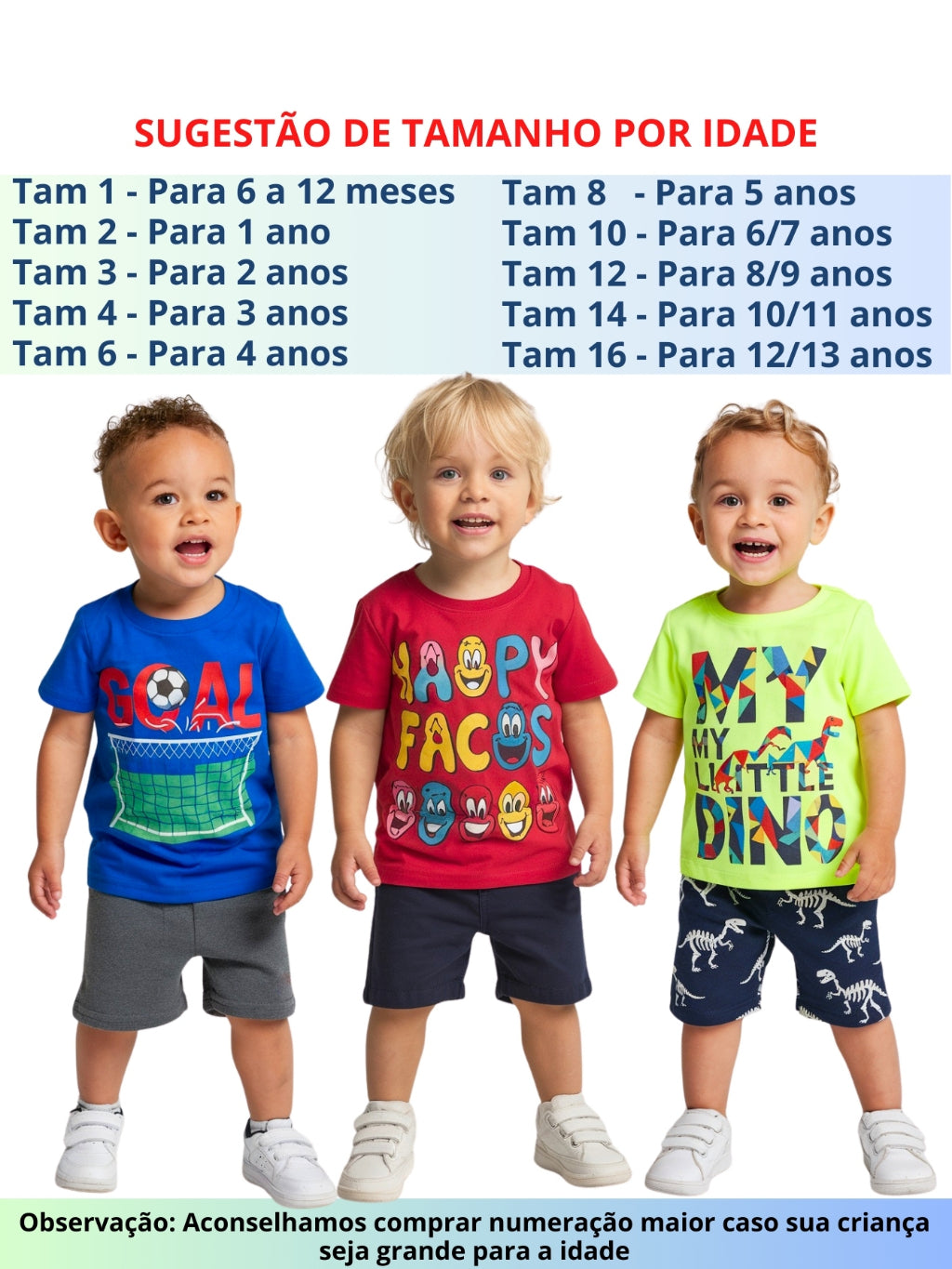 Kit 6 Conjuntos Infantis Masculinos Verão – Camiseta e Short Estampado
