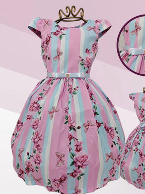 Vestido Infantil Menina Floral Jardim Encantado Stitch – Moda Evangélica Luxo Lançamento Formatura