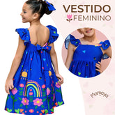 Vestido Infantil Menina Estampado Manga Curta – Casual Festa Luxo
