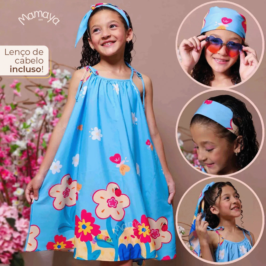 Vestido Infantil Menina Estampado Manga Curta – Casual Festa Luxo