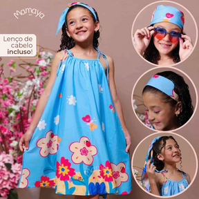 Vestido Infantil Menina Estampado Manga Curta – Casual Festa Luxo