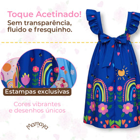 Vestido Infantil Menina Estampado Manga Curta – Casual Festa Luxo