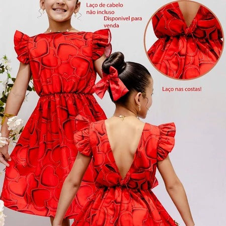 Vestido Infantil Menina Estampado Manga Curta – Casual Festa Luxo