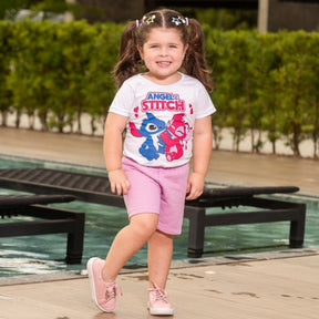 Kit Conjuntos Infantis Femininos Disney – Blusa e Short Estampado Menina